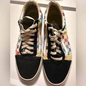 Vans Colorful Checkered Sneakers Rainbow Mens Size 10